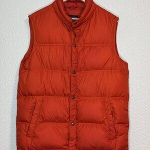 Lands' End Orange Down Puffer Vest Snap Buttons - Men's M 38-40